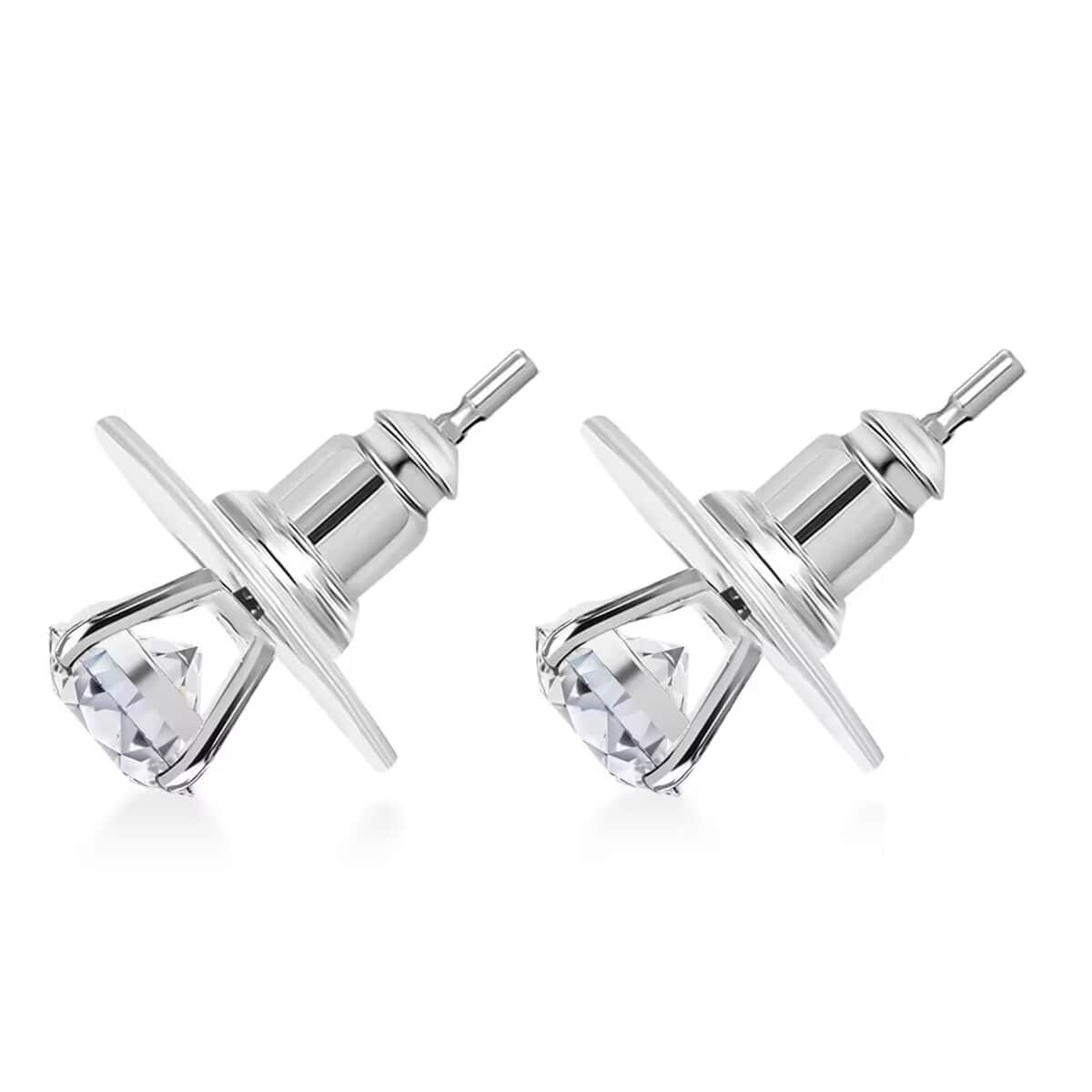 J Francis Embellished with Zirconia by Swarovski 3.0 ctw Solitaire Stud Earrings in Platinum Over Sterling Silver image number 8