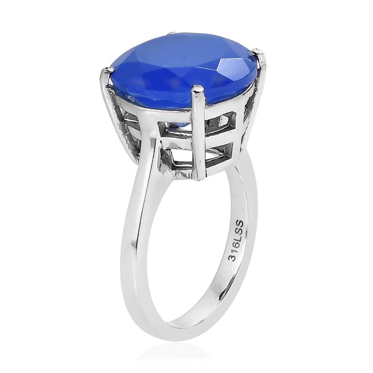 Doorbuster Blue Onyx 8.00 ctw Solitaire Ring in Stainless Steel (Size 7.0) image number 3