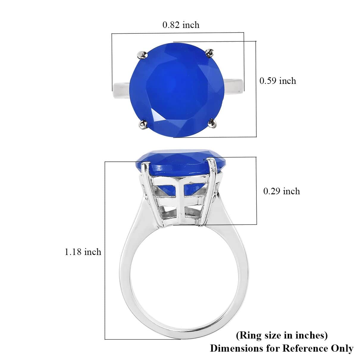 Doorbuster Blue Onyx 8.00 ctw Solitaire Ring in Stainless Steel (Size 7.0) image number 5