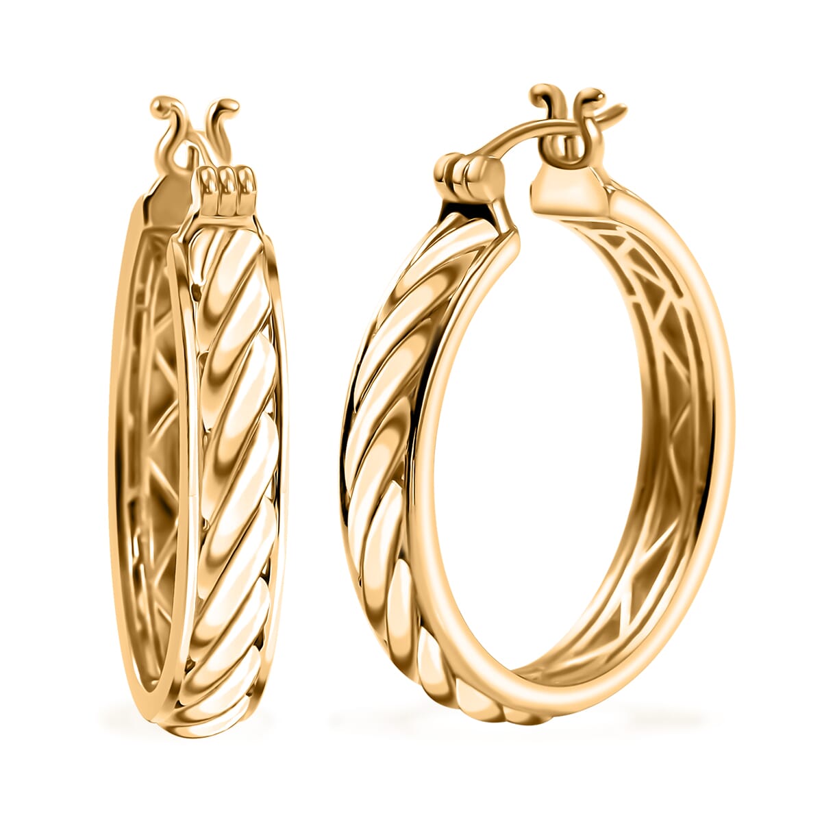 Hoop Earrings in 18K YG Plated Bronze image number 0