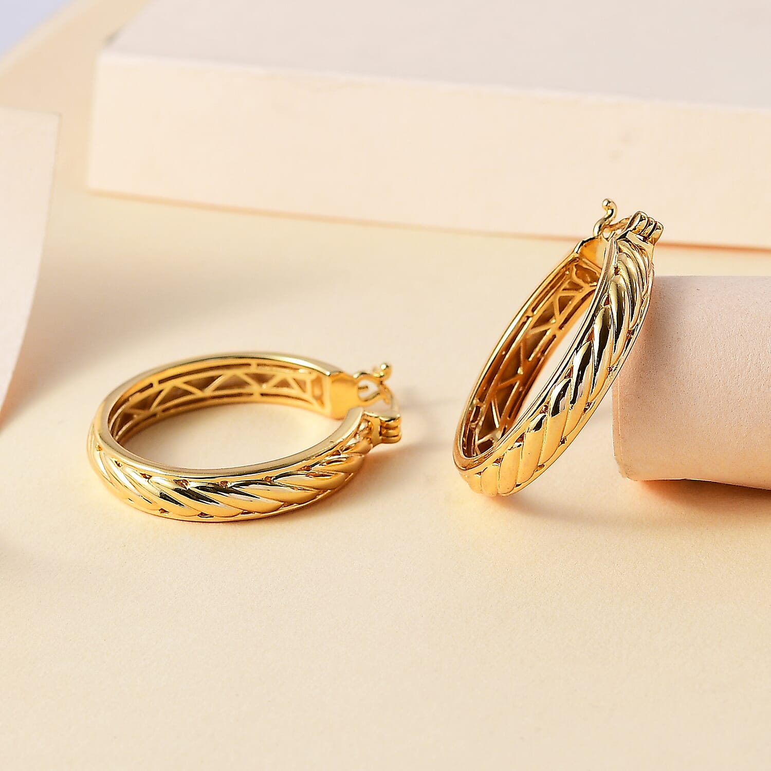EverTrue Bronzella Collection Twisted Treasure Hoop Earrings in 18K YG Plated Bronze