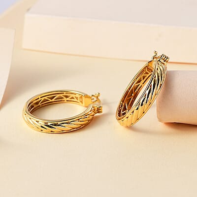 EverTrue Bronzella Collection Twisted Treasure Hoop Earrings in 18K YG Plated Bronze