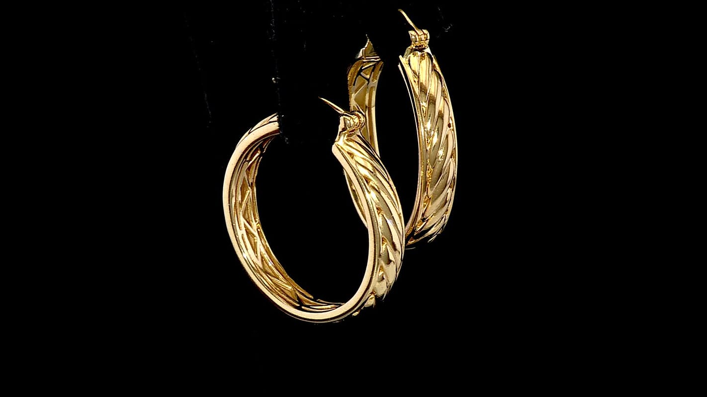 EverTrue Bronzella Collection Twisted Treasure Hoop Earrings in 18K YG Plated Bronze
