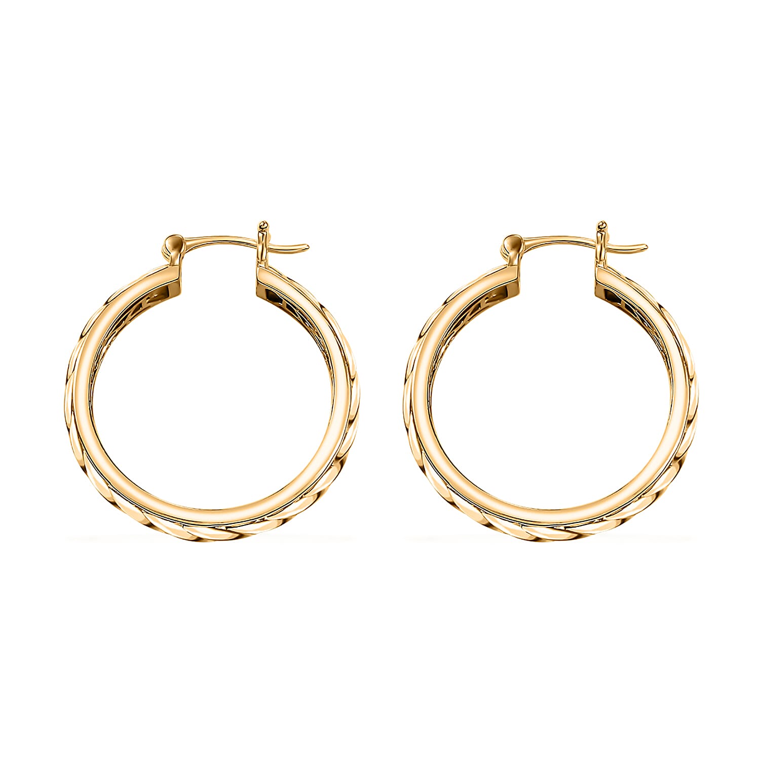 EverTrue Bronzella Collection Twisted Treasure Hoop Earrings in 18K YG Plated Bronze