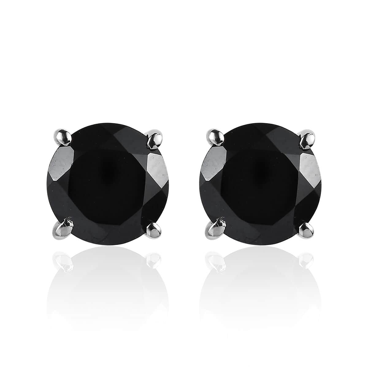 Doorbuster Thai Black Spinel 4.65 ctw Solitaire Stud Earrings in Stainless Steel image number 0