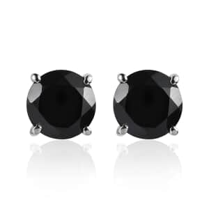 Doorbuster Thai Black Spinel 4.65 ctw Solitaire Stud Earrings in Stainless Steel