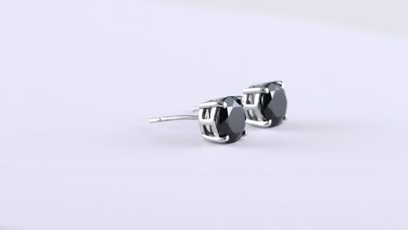 Doorbuster Thai Black Spinel Solitaire Stud Earrings in Stainless Steel 4.65 ctw