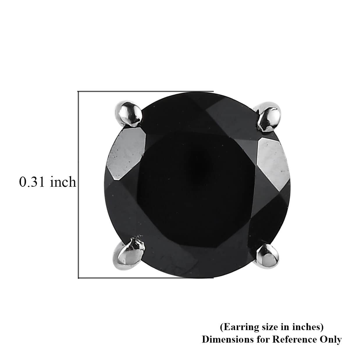 Doorbuster Thai Black Spinel 4.65 ctw Solitaire Stud Earrings in Stainless Steel image number 4