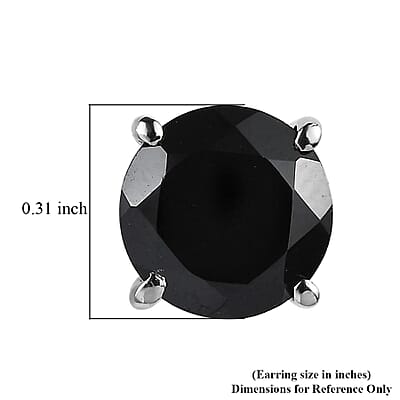Thai Black Spinel 4.65 ctw Solitaire Stud Earrings in Stainless Steel