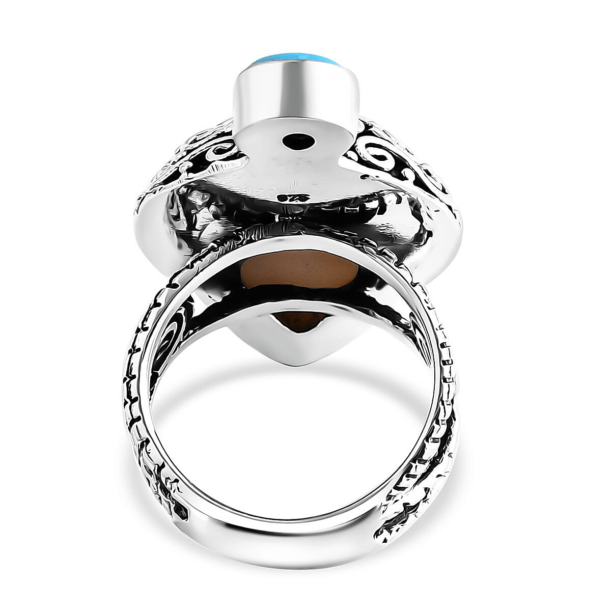 Bali Goddess Carved Bone and Multi Gemstone 1.00 ctw Ring in Sterling Silver (Size 7.0) image number 10