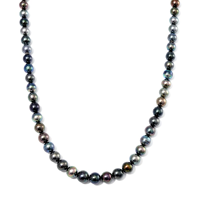 18K Yellow Gold Magnetic Lock Tahitian Pearl 8-10mm Necklace 18 Inches
