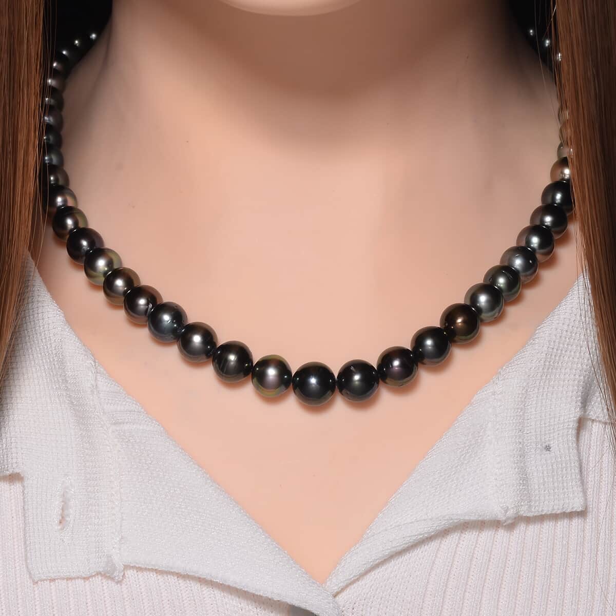 18K Yellow Gold Magnetic Lock Tahitian Pearl 8-10mm Necklace 18 Inches image number 1