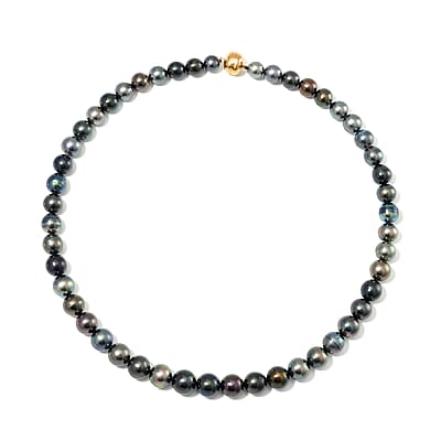 18K Yellow Gold Magnetic Lock Tahitian Pearl 8-10mm Necklace 18 Inches