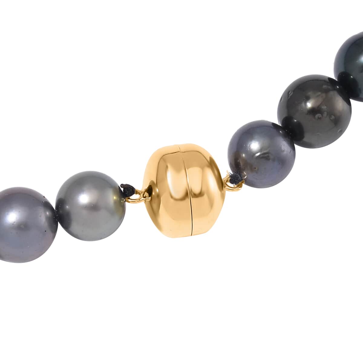 18K Yellow Gold Magnetic Lock Tahitian Pearl 8-10mm Necklace 18 Inches image number 3