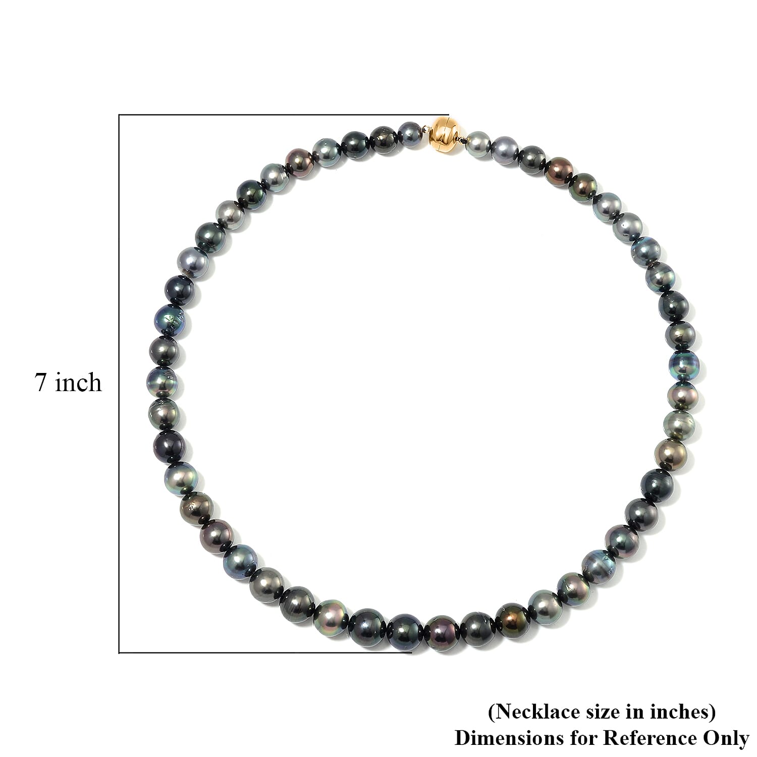 18K Yellow Gold Magnetic Lock Tahitian Pearl 8-10mm Necklace 18 Inches