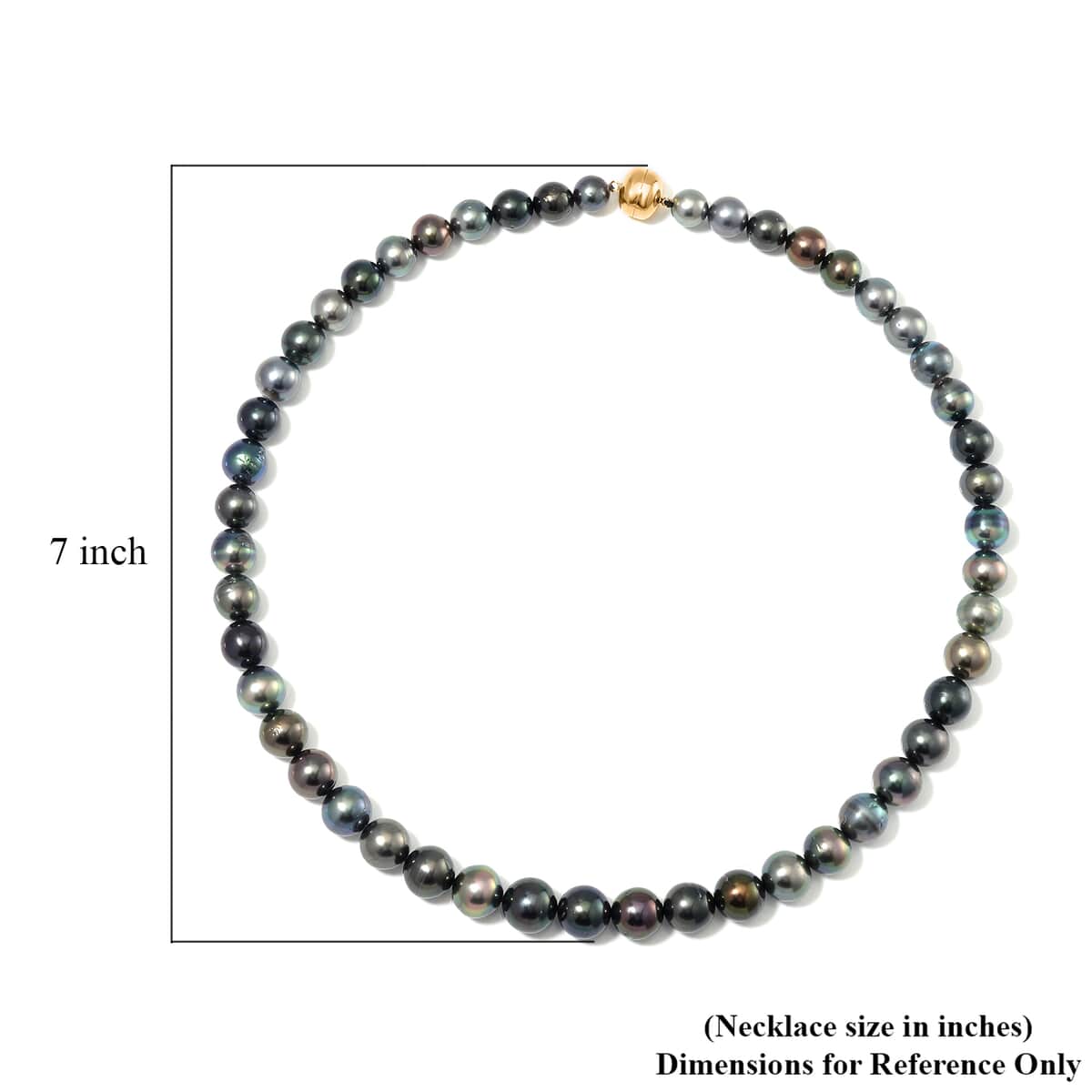 18K Yellow Gold Magnetic Lock Tahitian Pearl 8-10mm Necklace 18 Inches image number 4