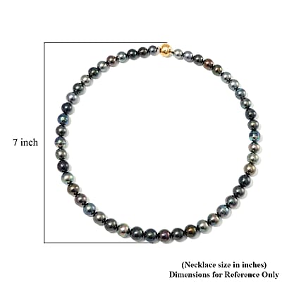 18K Yellow Gold Magnetic Lock Tahitian Pearl 8-10mm Necklace 18 Inches