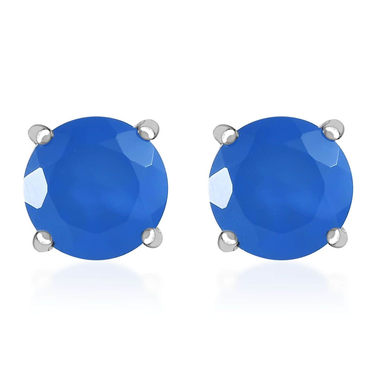 Doorbuster Blue Onyx 3.65 ctw Solitaire Stud Earrings in Stainless Steel image number 0