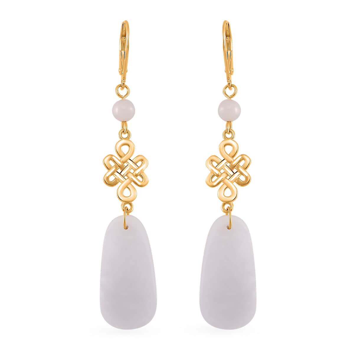 Natural Jade 21.20 ctw Lever Back Earrings in 18K Vermeil Yellow Gold Over Sterling Silver image number 0