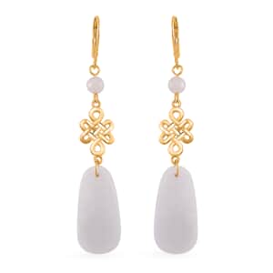 Natural Jade 21.20 ctw Lever Back Earrings in 18K Vermeil Yellow Gold Over Sterling Silver