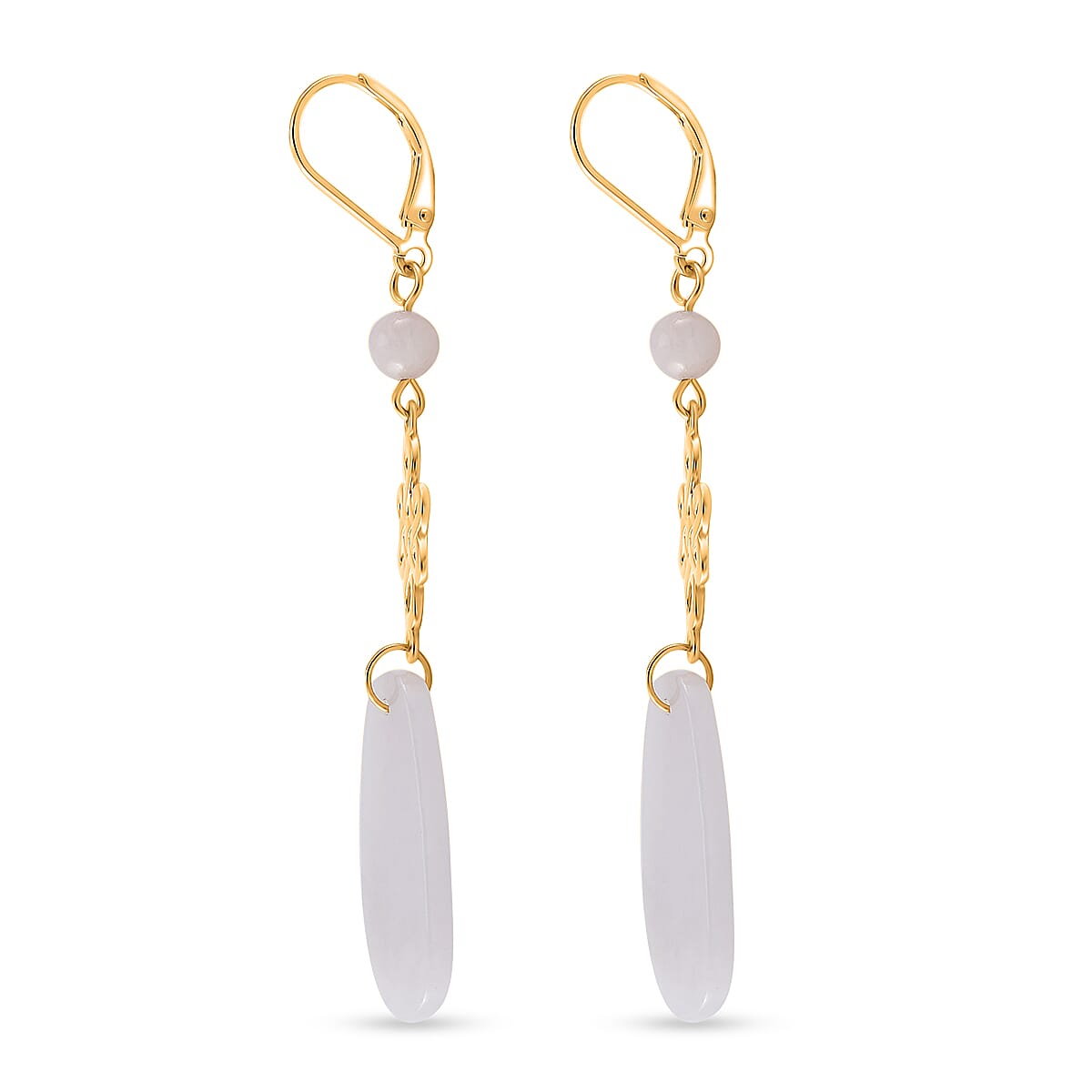 Natural Jade 21.20 ctw Lever Back Earrings in 18K Vermeil Yellow Gold Over Sterling Silver
