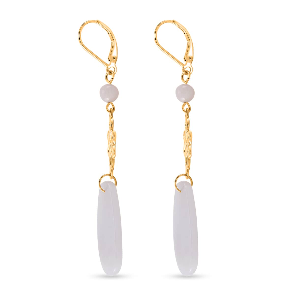 Natural Jade 21.20 ctw Lever Back Earrings in 18K Vermeil Yellow Gold Over Sterling Silver image number 3