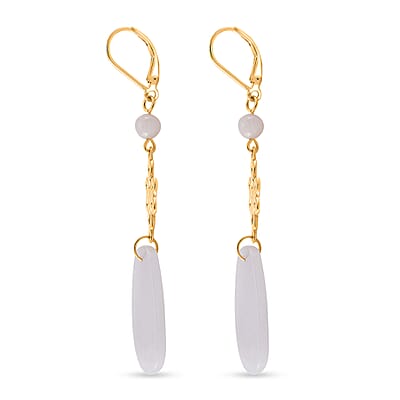 Natural Jade 21.20 ctw Lever Back Earrings in 18K Vermeil Yellow Gold Over Sterling Silver