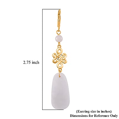 Natural Jade 21.20 ctw Lever Back Earrings in 18K Vermeil Yellow Gold Over Sterling Silver
