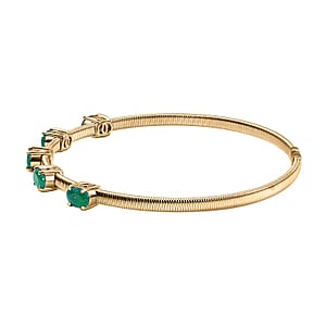 Luxoro Premium Kagem Zambian Emerald 2.20 ctw Cuff Bracelet in 10K Yellow Gold (7.25 In)
