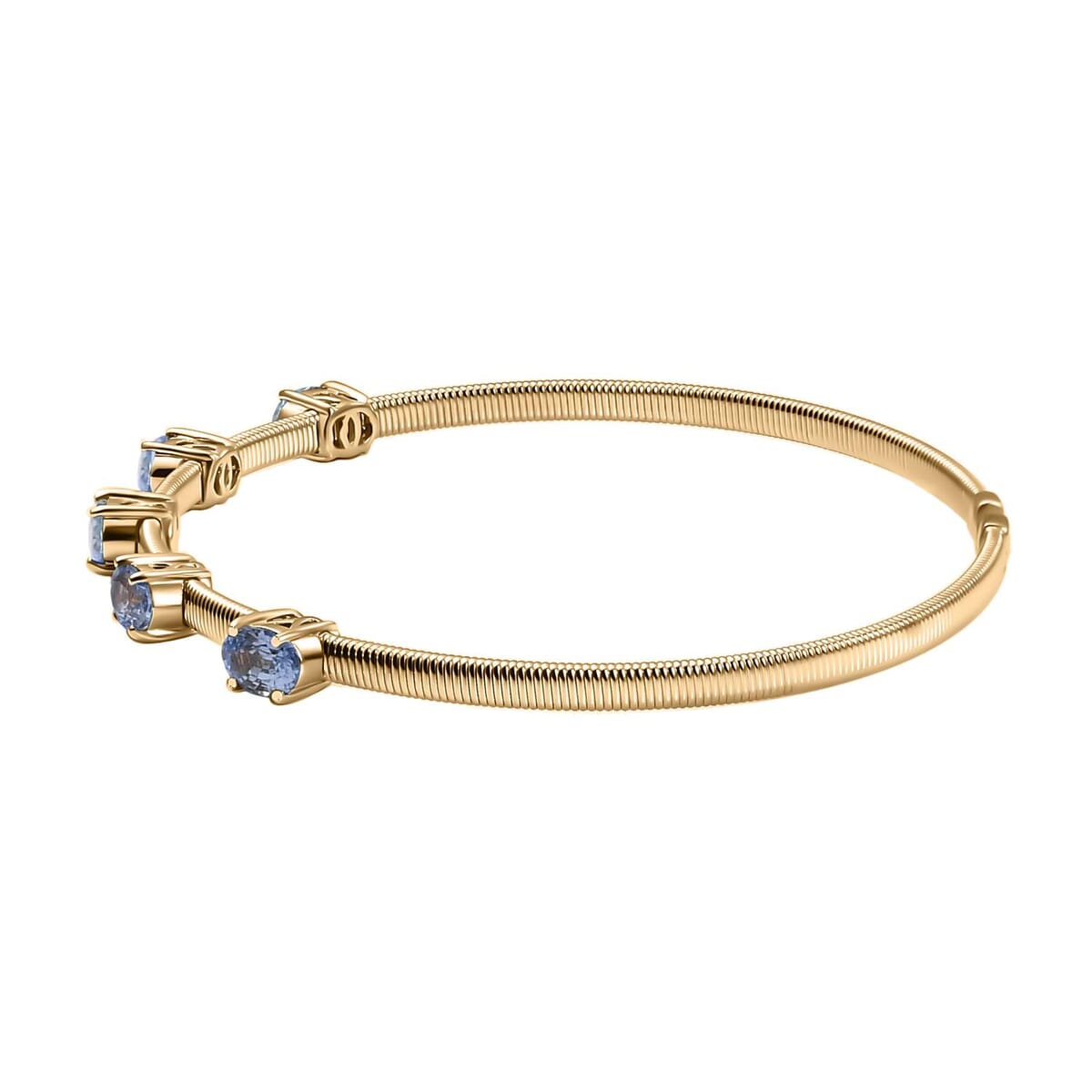 Luxoro AAA Ceylon Blue Sapphire 2.75 ctw Cuff Bracelet in 10K Yellow Gold (7.25 In) 7 Grams image number 3