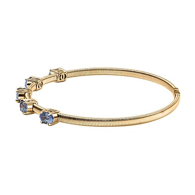 Luxoro AAA Ceylon Blue Sapphire 2.75 ctw Cuff Bracelet in 10K Yellow Gold (7.25 In) 7 Grams