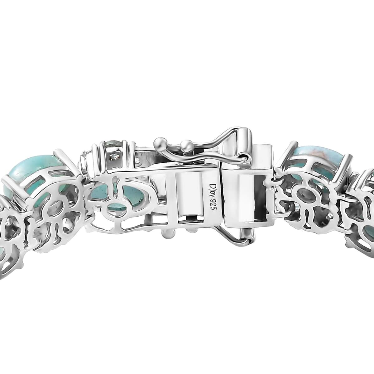 Premium Larimar and Multi Gemstone 29.70 ctw Sea Wave Bracelet in Rhodium Over Sterling Silver (7.25 In) image number 3