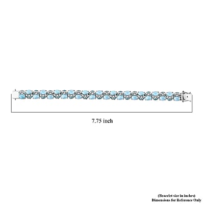D'Joy Premium Larimar and Multi Gemstone 29.70 ctw Sea Wave Bracelet in Rhodium Over Sterling Silver (7.25 In)