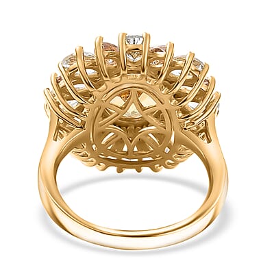 Brazilian Heliodor and Multi Beryl Family 5.00 ctw Sunlit Blossom Ring in 18K Vermeil Yellow Gold Over Sterling Silver (Size 10.0)