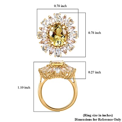 Brazilian Heliodor and Multi Beryl Family 5.00 ctw Sunlit Blossom Ring in 18K Vermeil Yellow Gold Over Sterling Silver (Size 10.0)