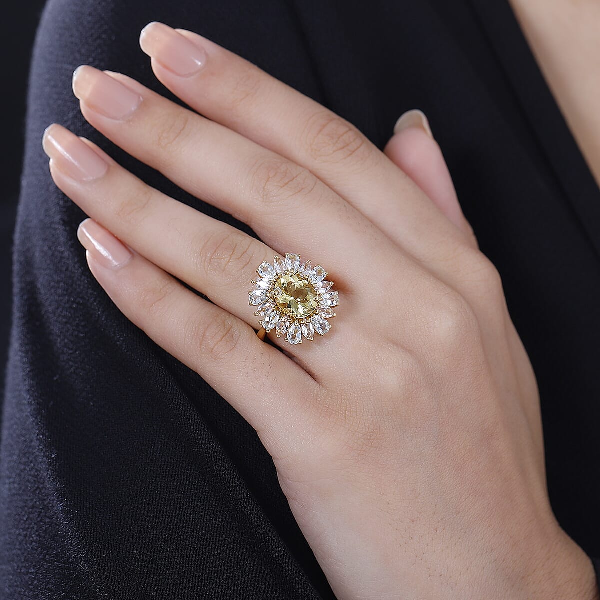 Brazilian Heliodor and Multi Beryl Family 5.00 ctw Sunlit Blossom Ring in 18K Vermeil Yellow Gold Over Sterling Silver (Size 8.0) image number 2
