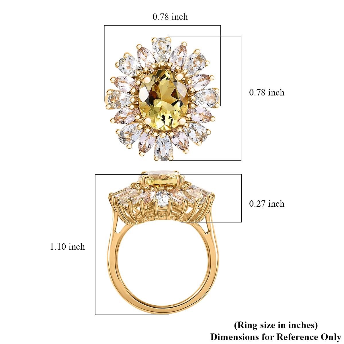 Brazilian Heliodor and Multi Beryl Family 5.00 ctw Sunlit Blossom Ring in 18K Vermeil Yellow Gold Over Sterling Silver (Size 8.0) image number 5