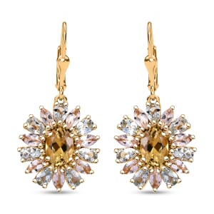 Brazilian Heliodor and Multi Beryl Family 7.15 ctw Sunlit Blossom Earrings in 18K Vermeil Yellow Gold Over Sterling Silver