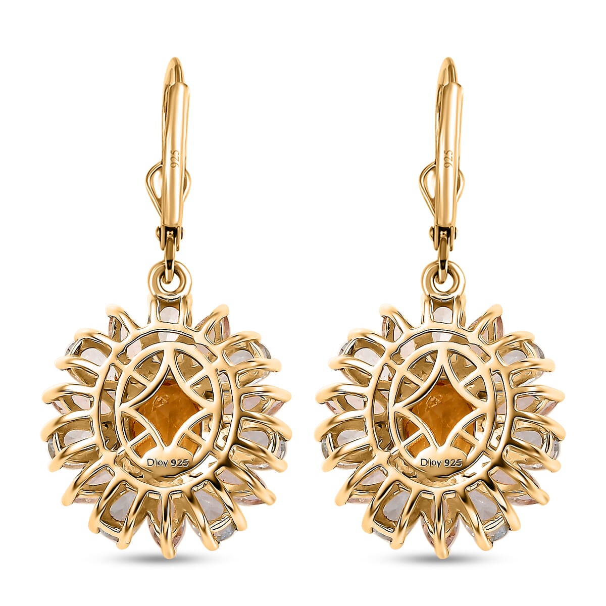 Brazilian Heliodor and Multi Beryl Family 7.15 ctw Sunlit Blossom Earrings in 18K Vermeil Yellow Gold Over Sterling Silver image number 3