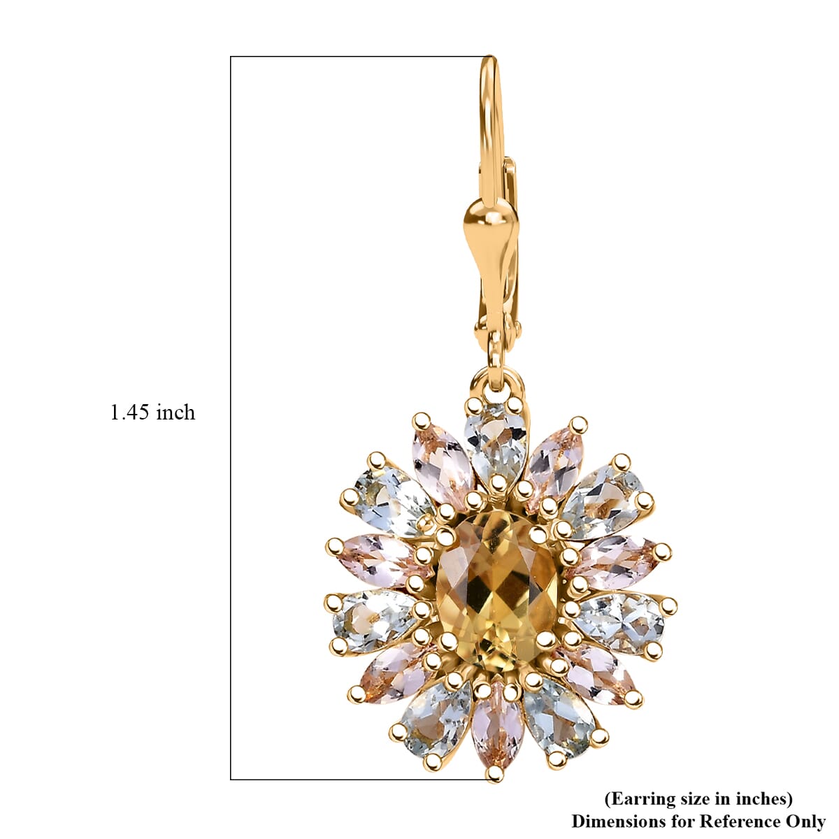 Brazilian Heliodor and Multi Beryl Family 7.15 ctw Sunlit Blossom Earrings in 18K Vermeil Yellow Gold Over Sterling Silver image number 4