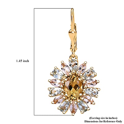 Brazilian Heliodor and Multi Beryl Family 7.15 ctw Sunlit Blossom Earrings in 18K Vermeil Yellow Gold Over Sterling Silver