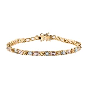 Multi Gemstone 10.50 ctw Bracelet in 18K Vermeil Yellow Gold Over Sterling Silver (6.50 In)