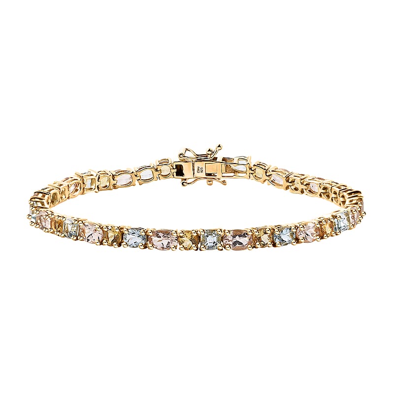 Multi Gemstone 10.50 ctw Bracelet in 18K Vermeil Yellow Gold Over Sterling Silver (6.50 In)
