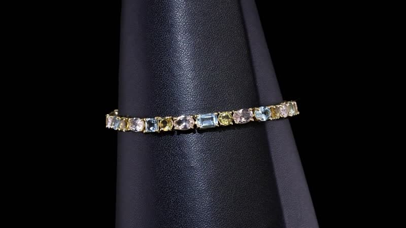 Multi Gemstone Bracelet in 18K Vermeil YG Over Sterling Silver (8.00 In) 12.20 ctw
