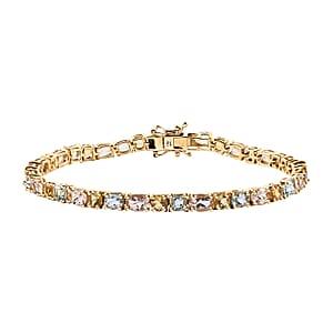 D'Joy Multi Gemstone 11.60 ctw Bracelet in 18K Vermeil Yellow Gold Over Sterling Silver (7.25 In)