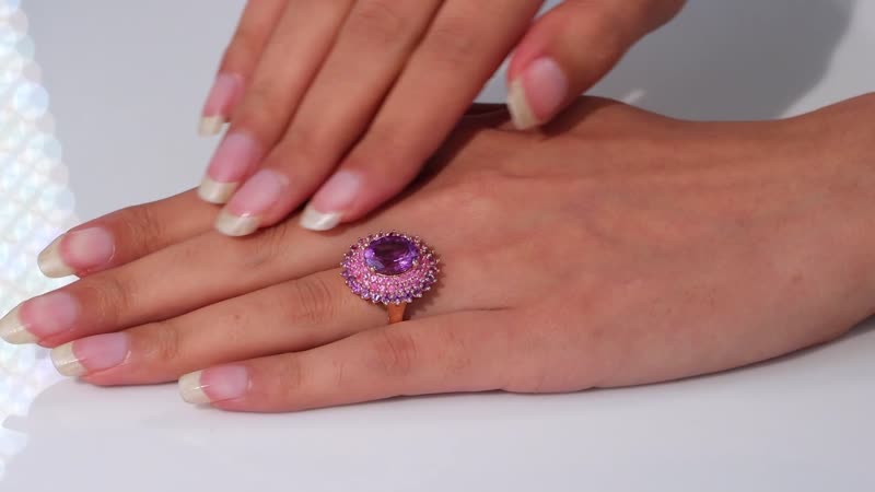 Moroccan Rose and Multi Gemstone 7.00 ctw Twilight Blossom Ring in 18K Vermeil Rose Gold Over Sterling Silver (Size 10.0)