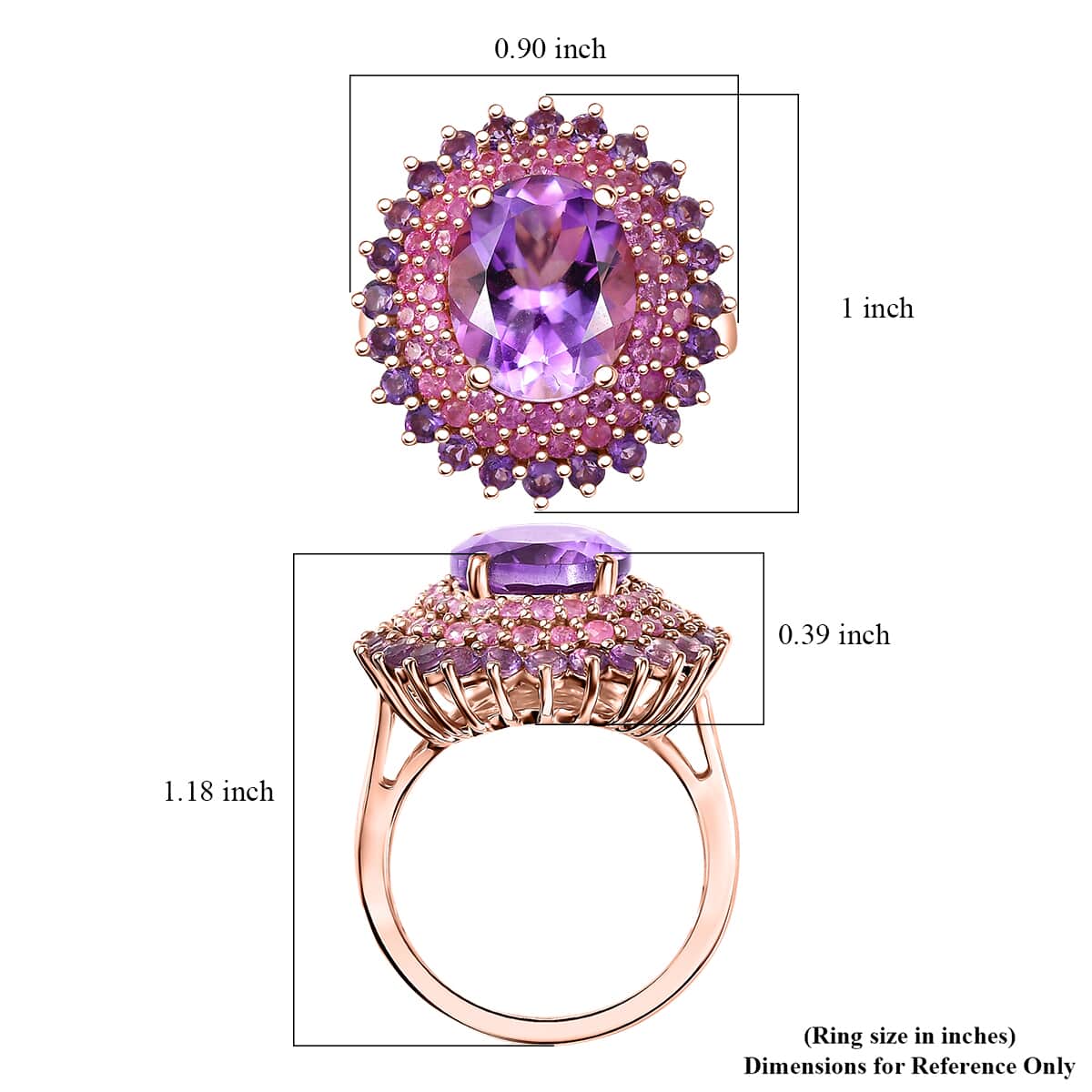 Moroccan Rose and Multi Gemstone 7.00 ctw Twilight Blossom Ring in 18K Vermeil Rose Gold Over Sterling Silver (Size 10.0) image number 5