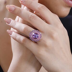 D'Joy Moroccan Rose and Multi Gemstone 7.00 ctw Twilight Blossom Ring in 18K Vermeil Rose Gold Over Sterling Silver (Size 7.0)