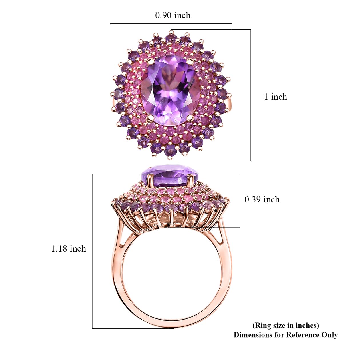 Moroccan Rose and Multi Gemstone 7.00 ctw Twilight Blossom Ring in 18K Vermeil Rose Gold Over Sterling Silver (Size 7.0) image number 5