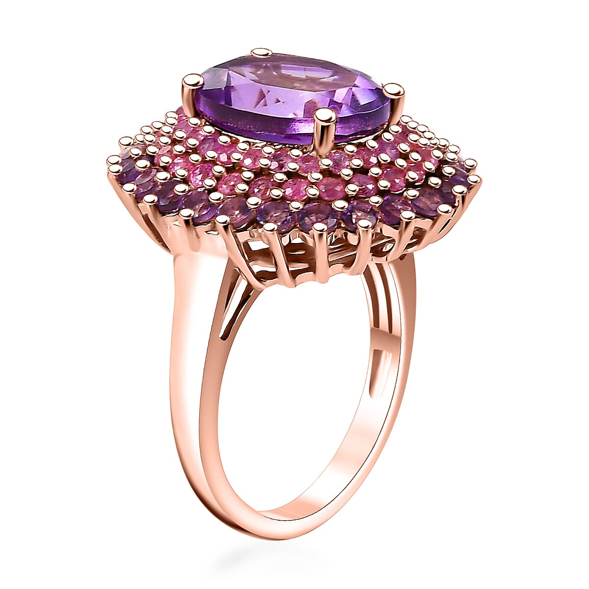 Moroccan Rose and Multi Gemstone 7.00 ctw Twilight Blossom Ring in 18K Vermeil Rose Gold Over Sterling Silver (Size 9.0) image number 3